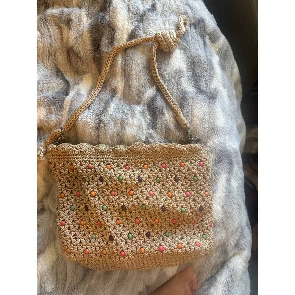 The Sak Weave Beaded Small Crossbody Bag Crochet Woven Vacation‎ Natural